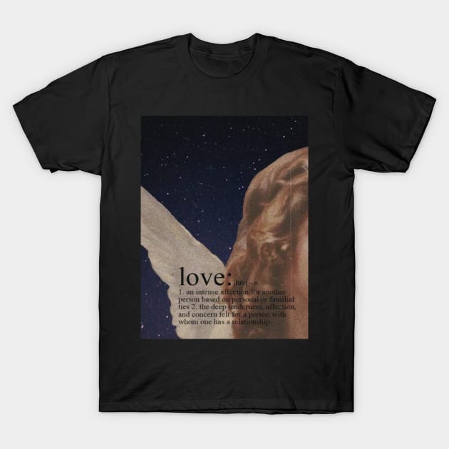 Angels, love, definition, aesthetics, academia, romantic, night T-Shirt by AGRHouse